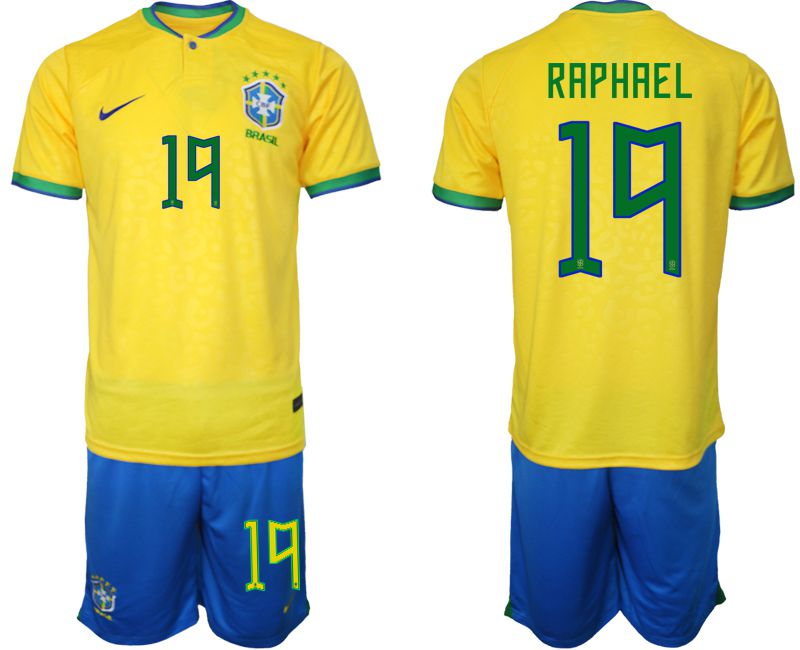 Men 2022 World Cup National Team Brazil home yellow 19 Soccer Jerseys